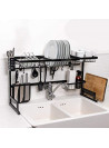 Dish drain Rack Over the Sink, Adjustable(85-105cm) Stainless Steel Sink Dish Drainer Rack Large