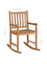 Rocking Chair with Beige Cushion Solid Teak Wood