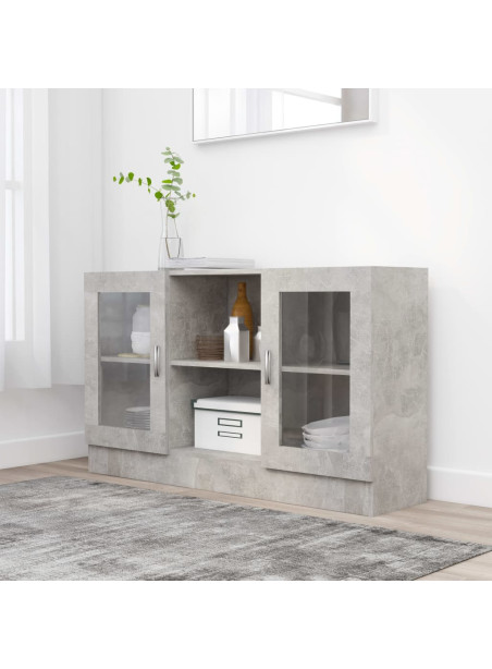 Vitrine Cabinet Concrete Grey 120x30.5x70 cm Engineered Wood