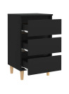 Bed Cabinets with Solid Wood Legs 2 pcs Black 40x35x69 cm