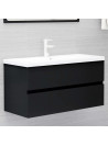 Sink Cabinet Black 90x38.5x45 cm Engineered Wood