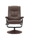 TV Armchair with Foot Stool Brown Faux Leather