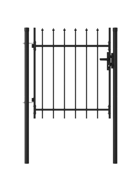 Fence Gate Single Door with Spike Top Steel 1x1 m Black