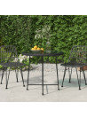 Dining Table Black Ø80 cm Tempered Glass and Steel