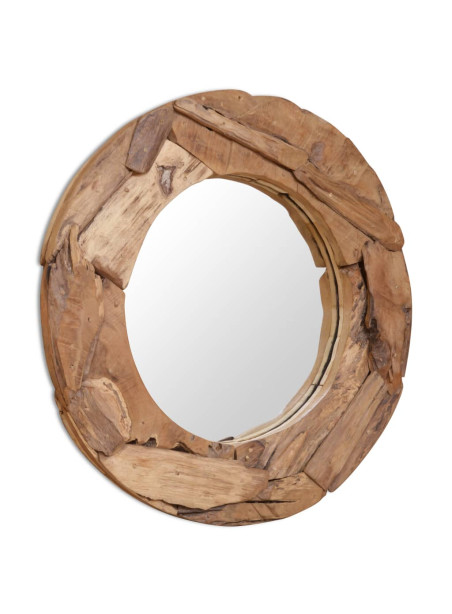 Decorative Mirror Teak 80 cm Round