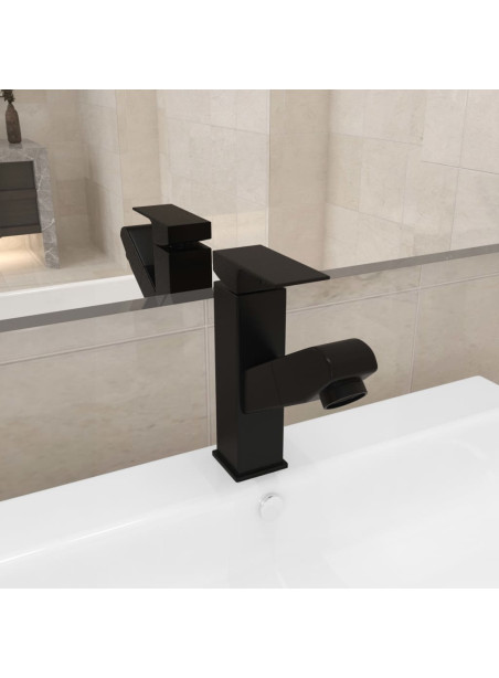 Bathroom Basin Faucet with Pull-out Function Black 157x172 mm