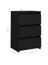 Bed Cabinet Black 40x35x62.5 cm Engineered Wood