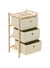 Storage Racks with 3 Fabric Baskets 2 pcs Beige Cedar Wood