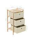 Storage Racks with 3 Fabric Baskets 2 pcs Beige Cedar Wood
