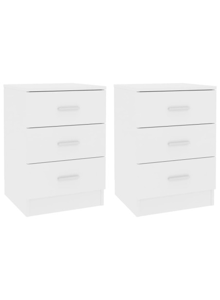 Bedside Cabinets 2 pcs White 38x35x56 cm Engineered Wood