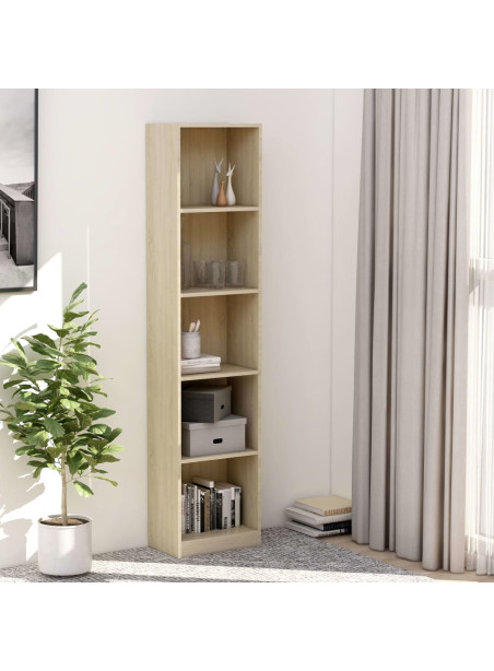 5-Tier Book Cabinet Sonoma Oak 40x24x175 cm Engineered Wood
