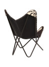 Butterfly Chair Black and White Genuine Goat Leather