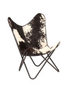 Butterfly Chair Black and White Genuine Goat Leather