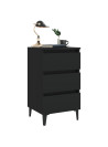 Bed Cabinet with Metal Legs 2 pcs Black 40x35x69 cm