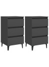 Bed Cabinet with Metal Legs 2 pcs Grey 40x35x69 cm