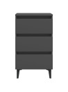 Bed Cabinet with Metal Legs 2 pcs Grey 40x35x69 cm