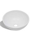 Bathroom Basin with Mixer Tap Ceramic Round White