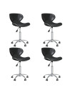 Swivel Dining Chairs 4 pcs Black Faux Leather