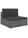 Sectional Middle Seat 1 pc with Cushions Poly Rattan Grey
