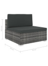 Sectional Middle Seat 1 pc with Cushions Poly Rattan Grey
