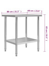 Kitchen Work Table 80x60x85 cm Stainless Steel