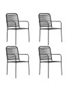 Garden Chairs 4 pcs Cotton Rope and Steel Black