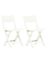Folding Garden Chairs 2 pcs Plastic White