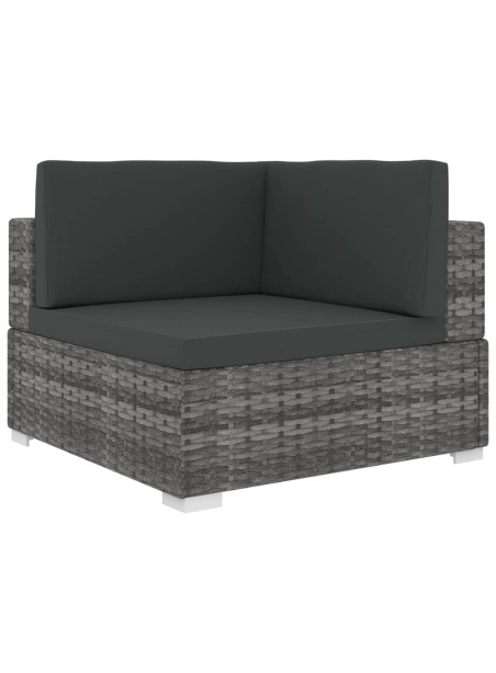 Sectional Corner Chair 1 pc with Cushions Poly Rattan Grey