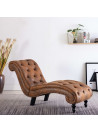 Chaise Lounge Brown Faux Suede Leather