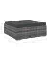 Sectional Footrest 1 pc with Cushion Poly Rattan Grey