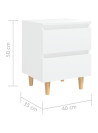 Bed Cabinets with Solid Pinewood Legs 2 pcs White 40x35x50 cm