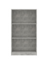 3-Tier Book Cabinet Concrete Grey 60x24x109 cm Engineered Wood