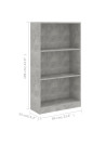 3-Tier Book Cabinet Concrete Grey 60x24x109 cm Engineered Wood