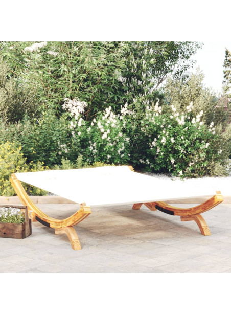Outdoor Lounge Bed 165x188.5x46 cm Solid Bent Wood Cream