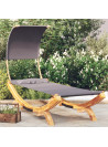 Outdoor Lounge Bed with Canopy 100x200x126cm Solid Bent Wood Anthracite