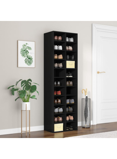 Shoe Cabinet Black 54x34x183 cm Engineered Wood