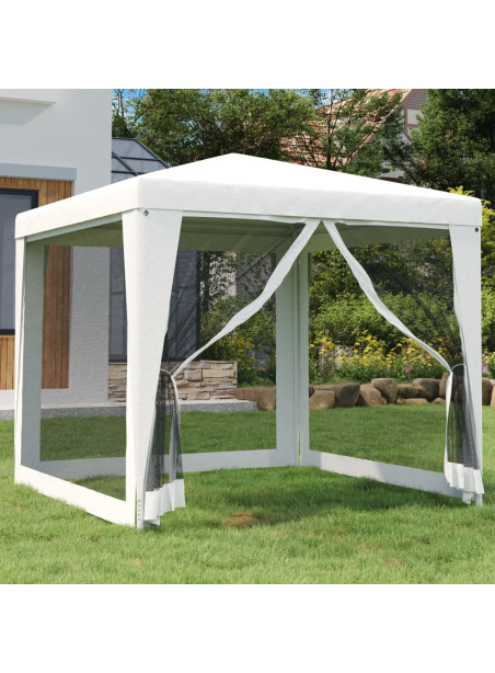 Party Tent with 4 Mesh Sidewalls 2.5x2.5 m White