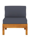 3-Seater Garden Sofa with Dark Grey Cushions Acacia Wood