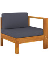 3-Seater Garden Sofa with Dark Grey Cushions Acacia Wood