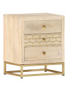 Bedside Cabinet Gold 40x30x50 cm Solid Mango Wood