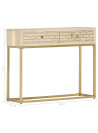 Console Table Gold 90x30x75 cm Solid Mango Wood