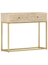 Console Table Gold 90x30x75 cm Solid Mango Wood