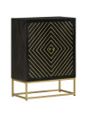 Sideboard with 2 Doors Black&Gold 55x30x75 cm Solid Wood Mango