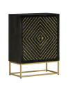 Sideboard with 2 Doors Black&Gold 55x30x75 cm Solid Wood Mango
