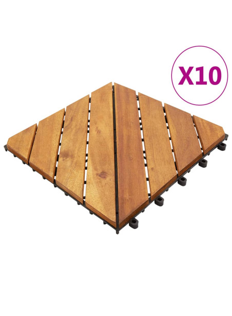Decking Tiles 10 pcs 30x30 cm Solid Acacia Wood