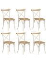 Cross Chairs 6 pcs White Solid Mango Wood