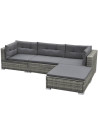 5 Piece Garden Lounge Set with Cushions Poly Rattan Grey