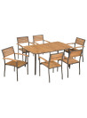 7 Piece Outdoor Dining Set Solid Acacia Wood and Steel