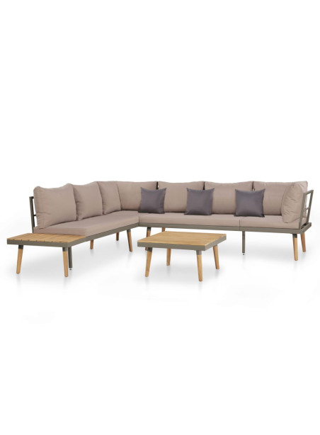 4 Piece Garden Lounge Set with Cushions Solid Acacia Wood Brown