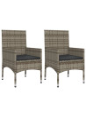 4 Piece Garden Lounge Set with Cushions Grey Poly Rattan